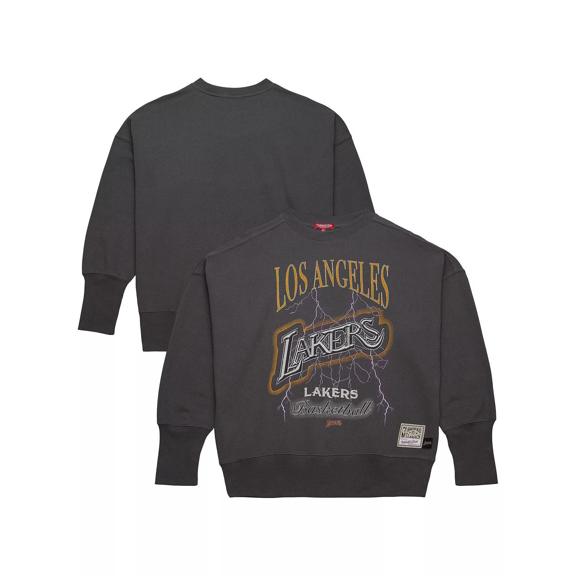 Women's Mitchell & Ness Black Los Angeles Lakers Hardwood Classics Lightweight Pullover Sweatshirt, Size: Small Product Image