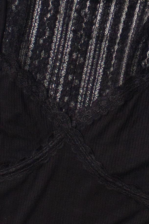 Black Lace Tee With Cami Set Product Image