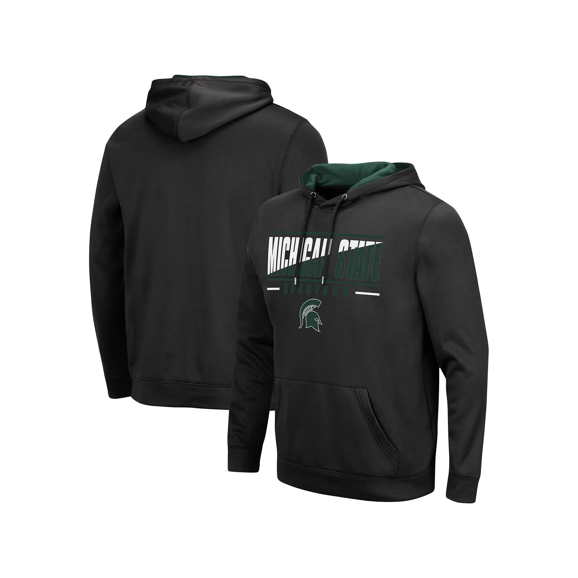 Men's Colosseum Black Michigan State Spartans Slash Stack 2.0 Pullover Hoodie, Size: Small Product Image