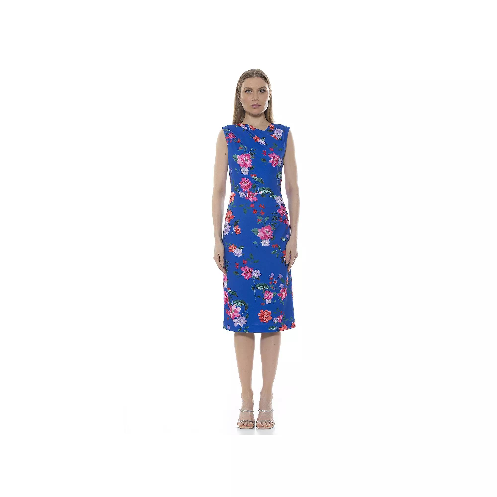 Women's ALEXIA ADMOR Khloe Ruched Midi Sheath Dress, Size: Large, Green Product Image