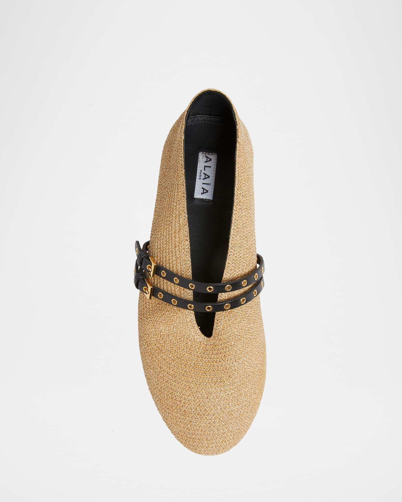Paper Straw Mary Jane Ballerina Flats Product Image
