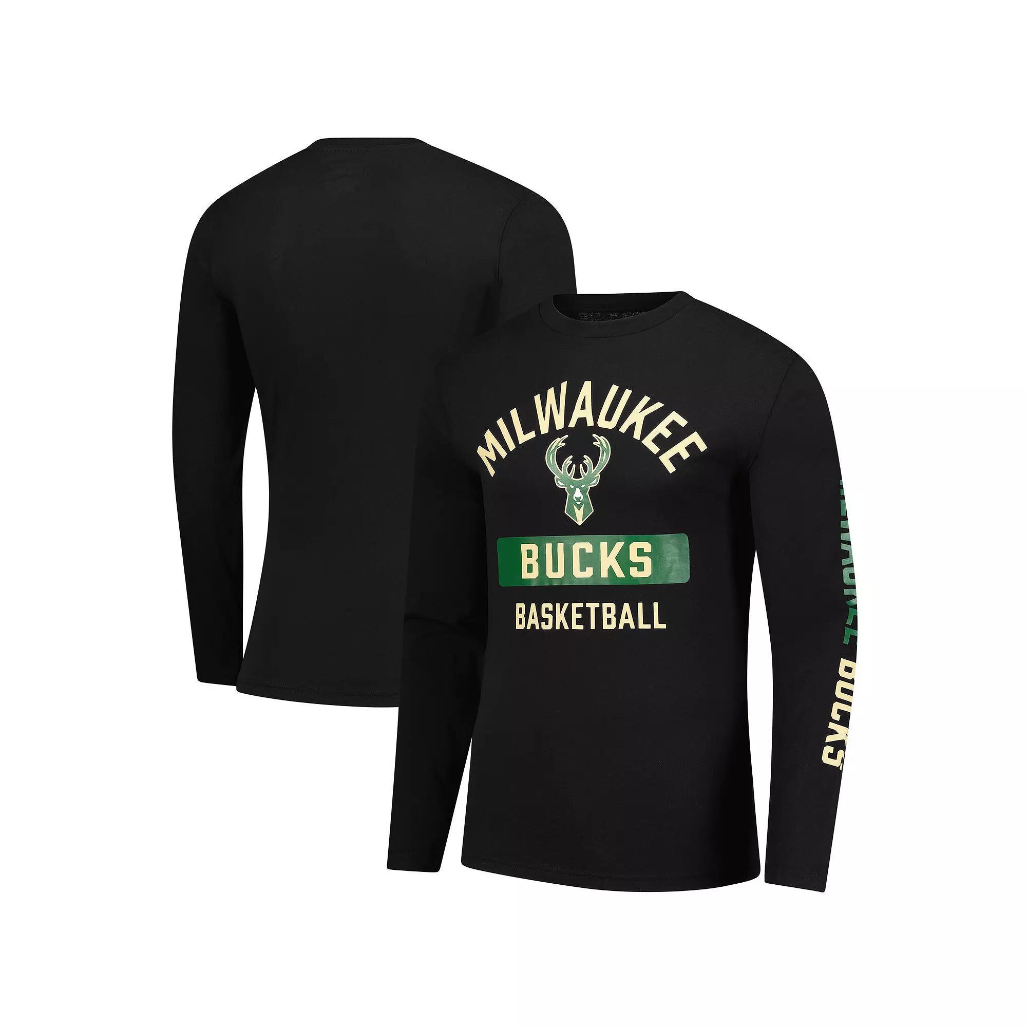 Men's Fanatics  Black Milwaukee Bucks Long Sleeve T-Shirt, Size: 4XL Product Image