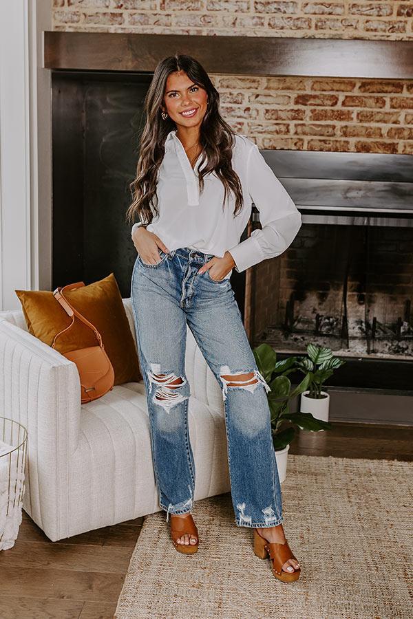 The Casey High Waist Distressed Straight Jean Product Image