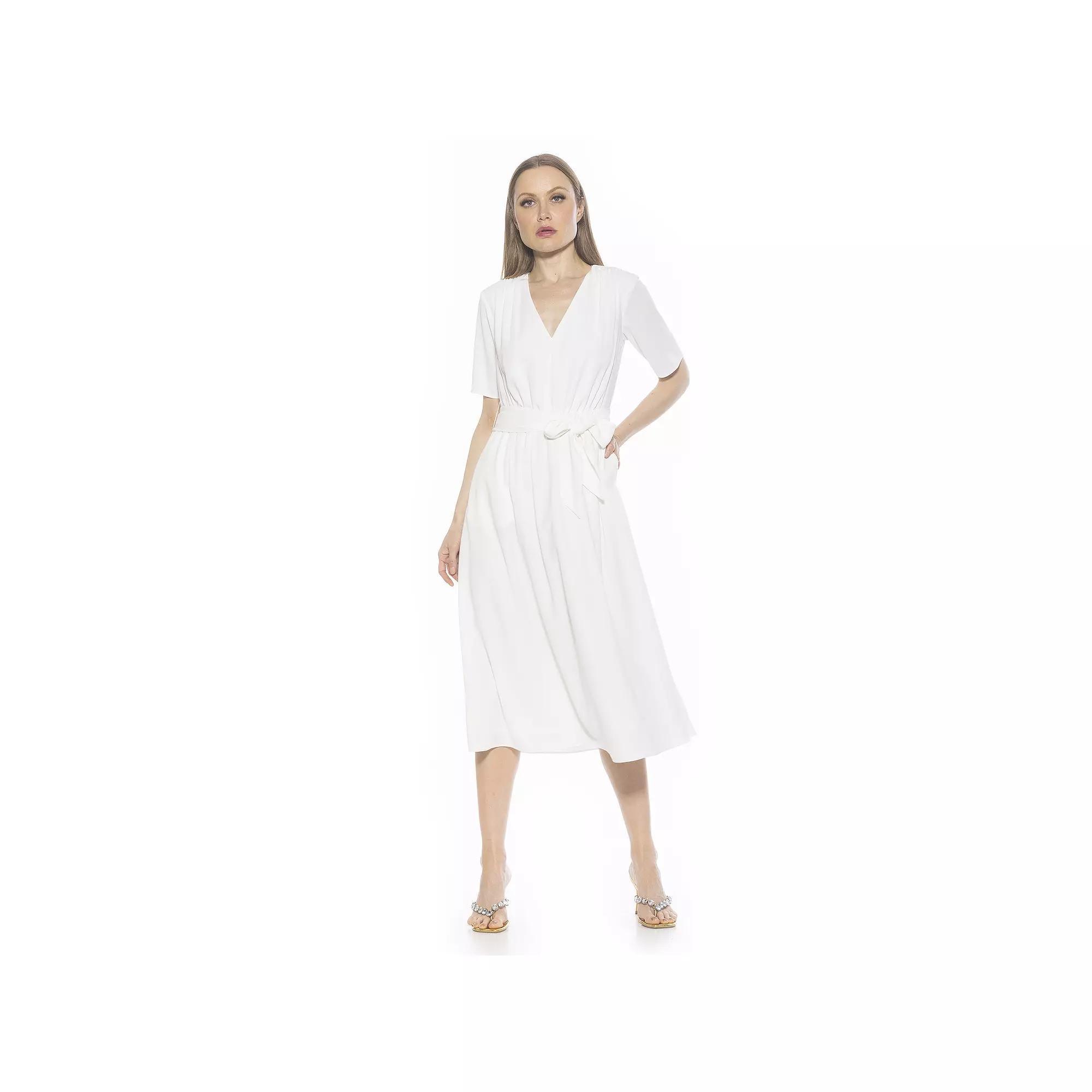 Women's ALEXIA ADMOR Larisa Fit & Flare Waist Tie Midi Dress, Size: 2, Ivory Product Image