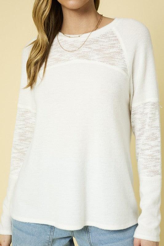 Back to Basics White Knit Long Sleeve Product Image