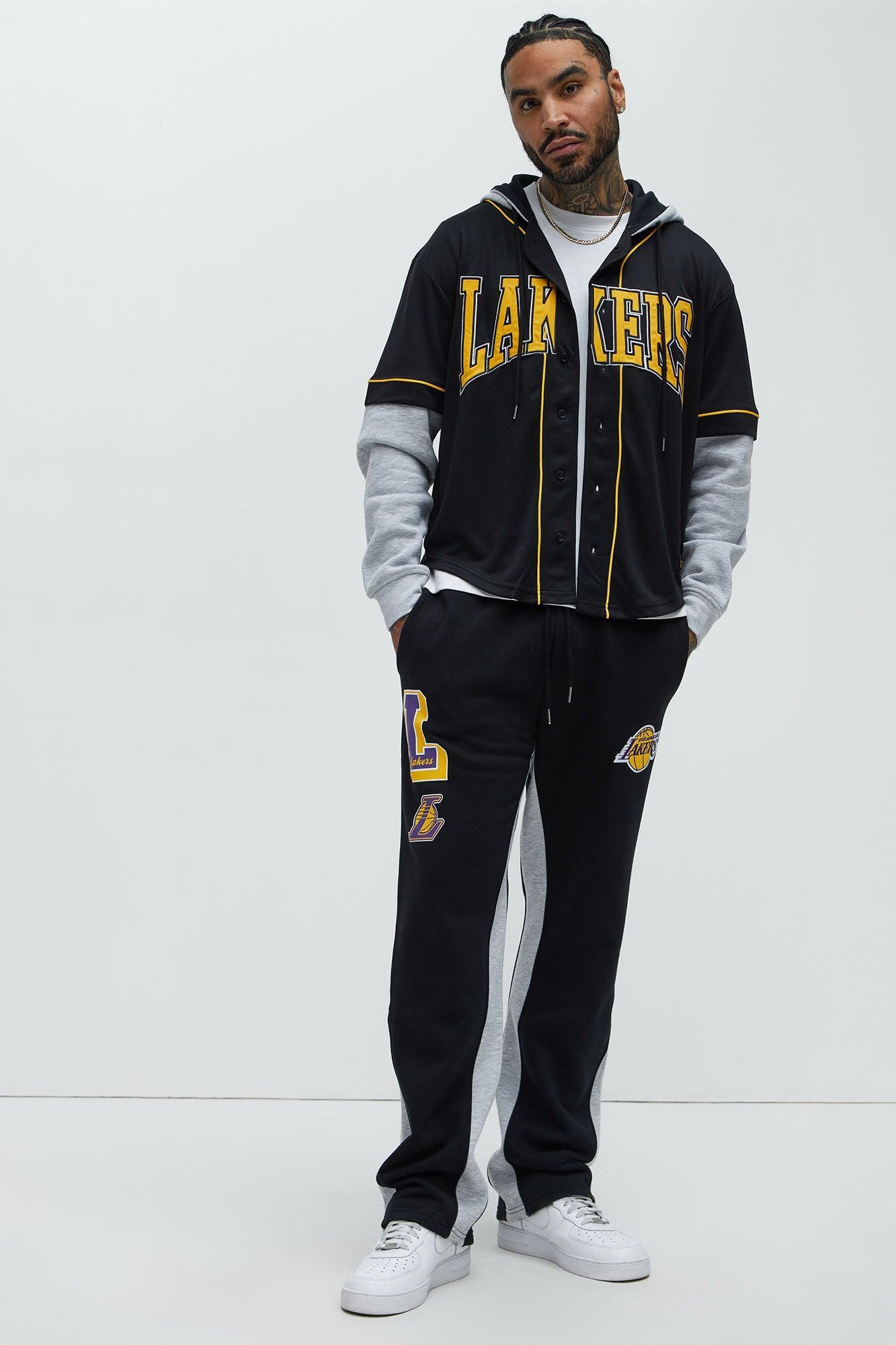 Lakers Clean Up Button Hoodie - Black Product Image