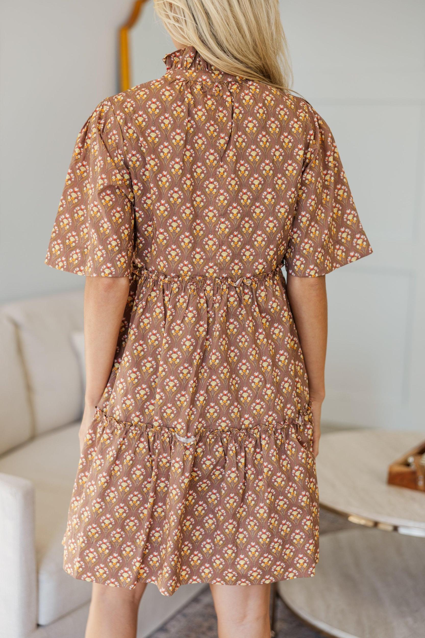 NURSING COLLECTION: Feeling Your Best Brown Medallion Dress Female Product Image