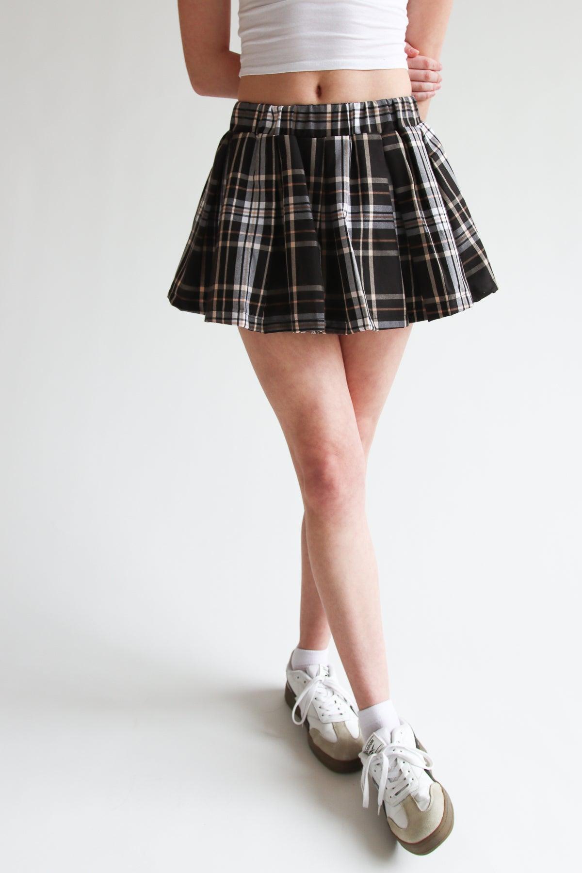 Pleated Plaid Mini Skort Product Image