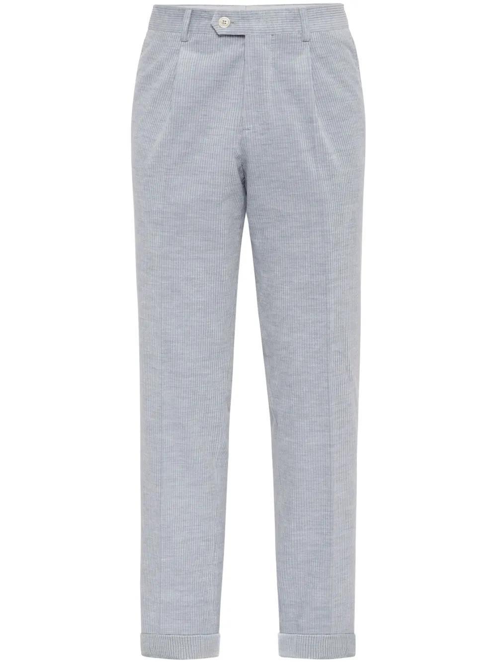 BRUNELLO CUCINELLI Mélange Corduroy Trousers In Silver Product Image