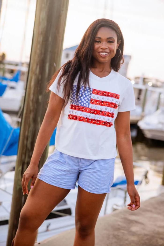 Flower American Flag Tee Product Image