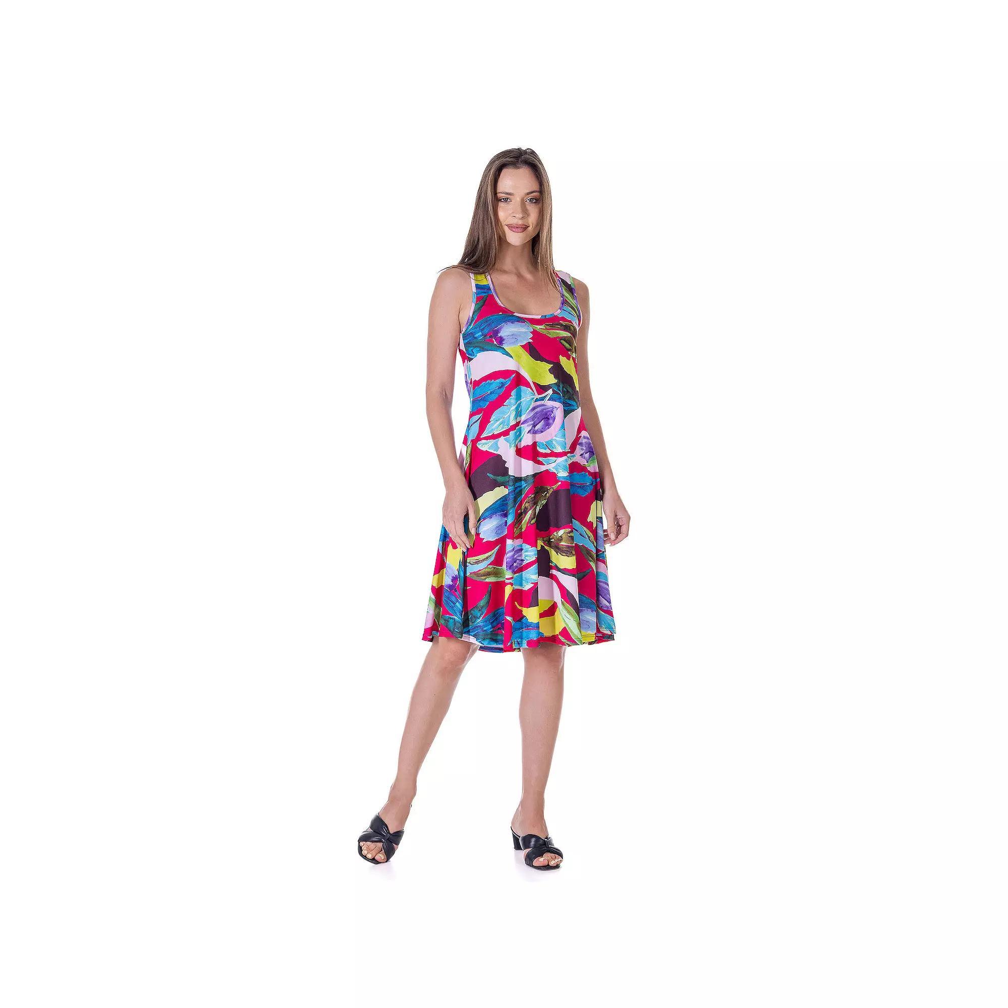 Women's 24Seven Comfort Apparel Sleeveless Tank Swing Dress, Size: 1XL, Red Team Product Image