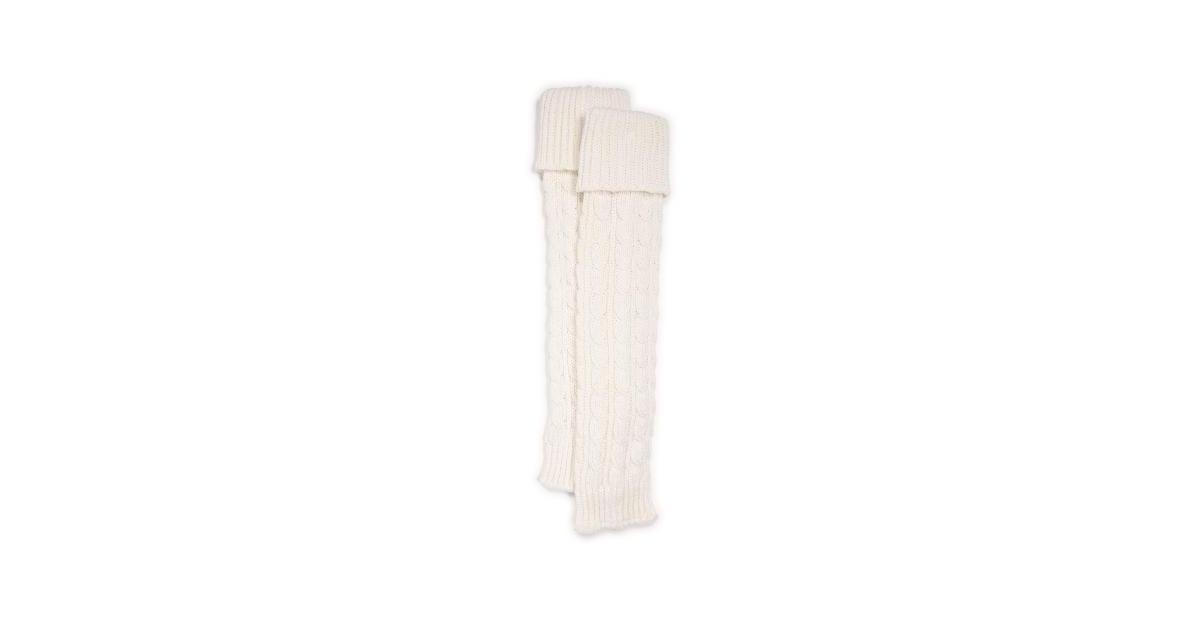 Womens MUK LUKS Tall Cabled Knit Leg Warmers, Brown Product Image
