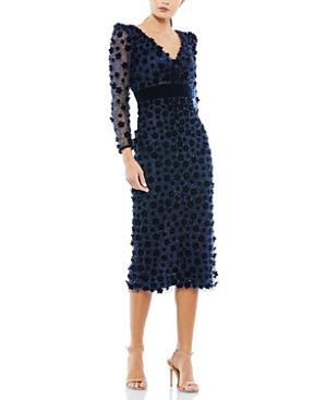 Mac Duggal Embellished V-Neck Illusion Long Sleeve Column Midi Product Image