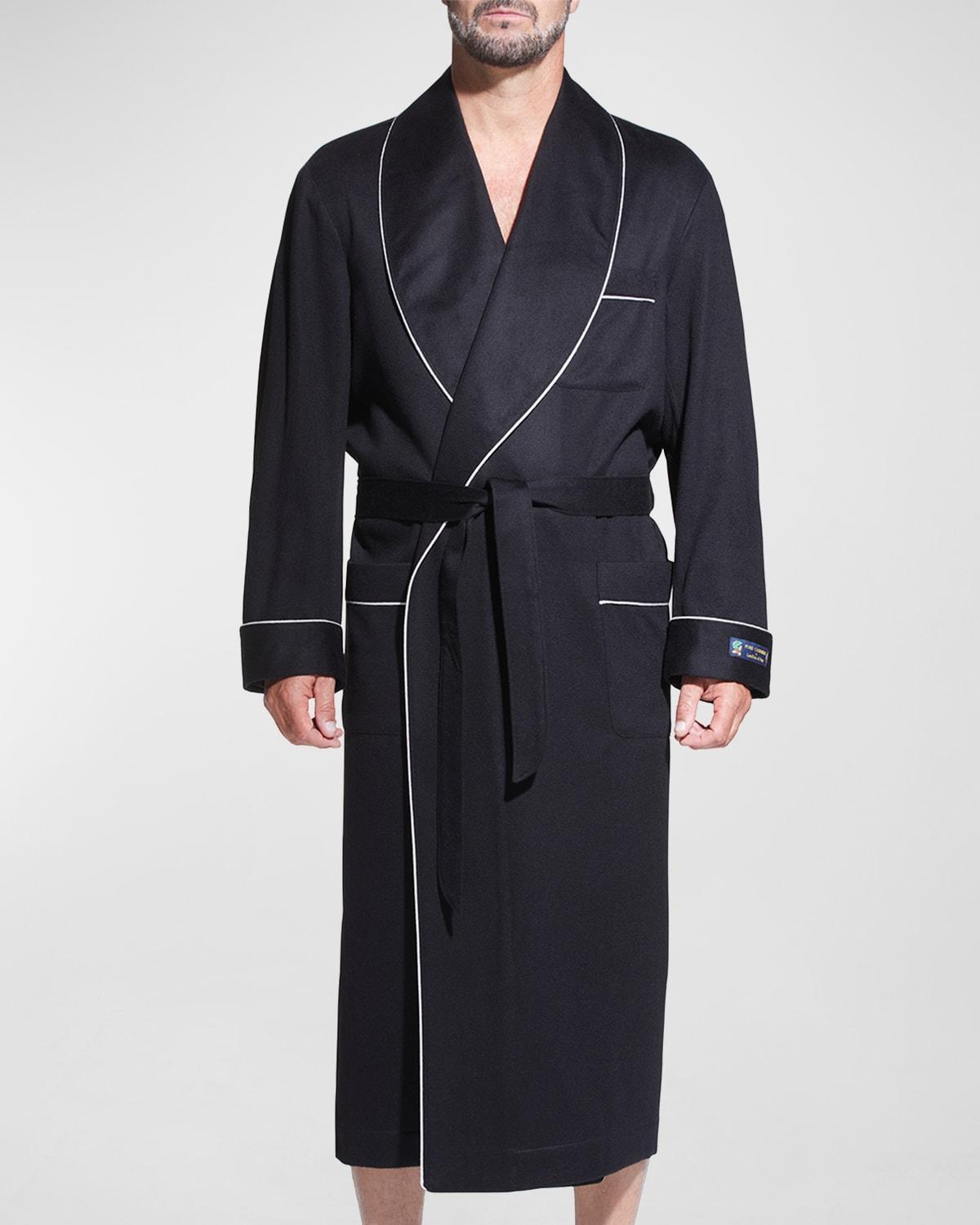 Mens Cashmere Braid-Trim Shawl Robe Product Image