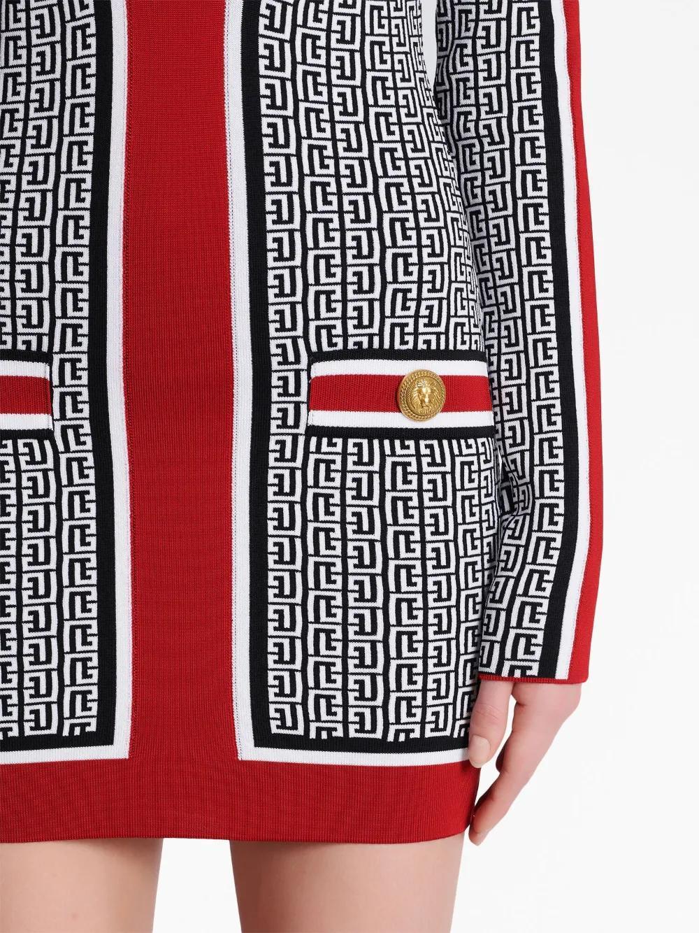V-neck monogram knitted minidress Product Image