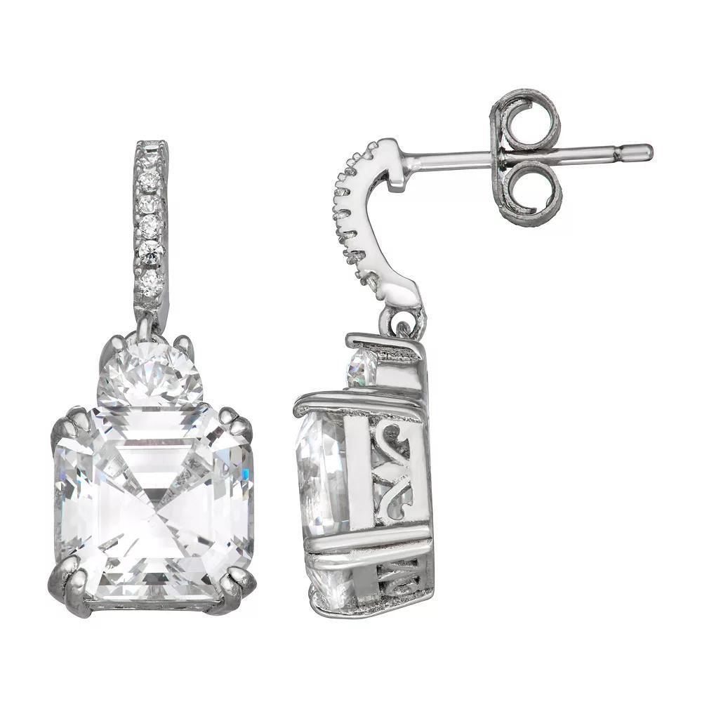 Contessa Di Capri Cushion Cut Cubic Zirconia Dangle Earrings, Women's, Sterling Silver Product Image