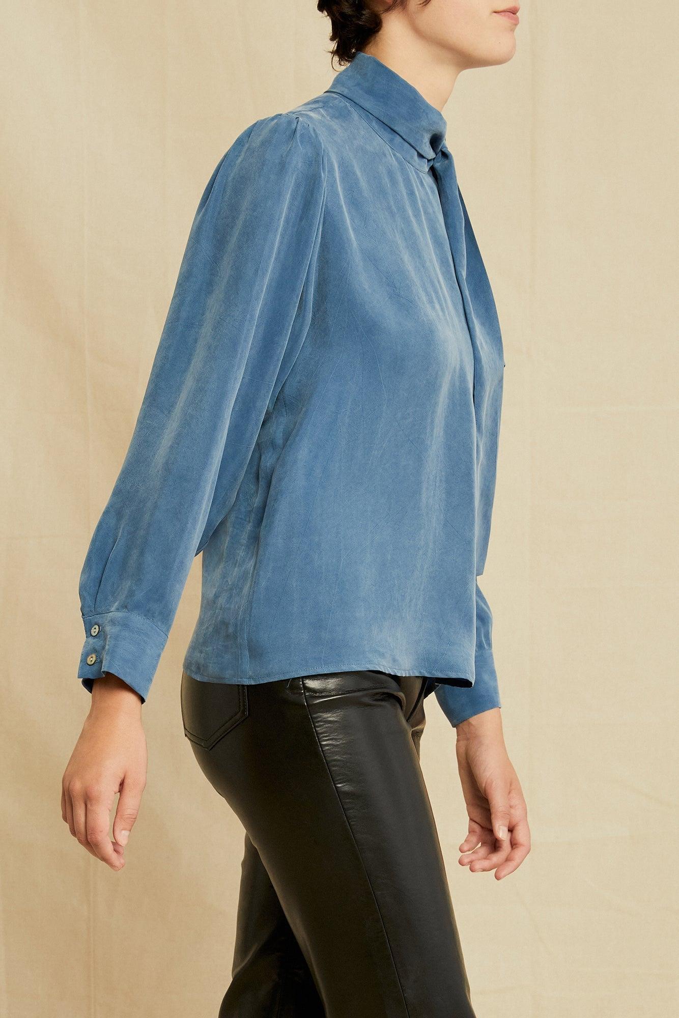 Olivet Cottonseed Cupro Blouse - Azure - ReAmour Female Product Image