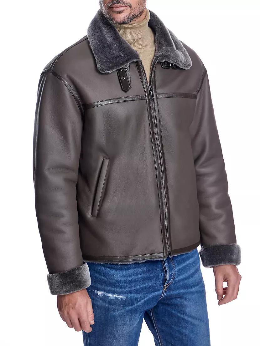Tonal Shearling Aviator Jacket Product Image