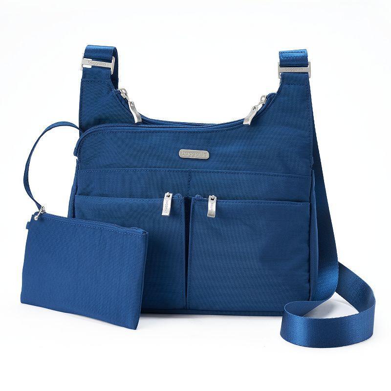 Womens Baggallini Cross Over Crossbody Bag with RFID Blocking Wristlet, Grey Product Image