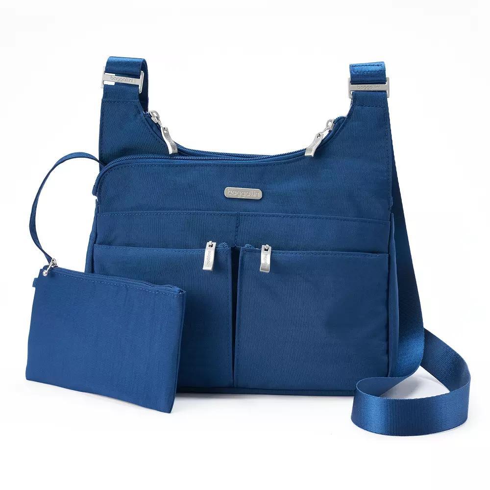 Womens Baggallini Cross Over Crossbody Bag with RFID Blocking Wristlet, Grey Product Image
