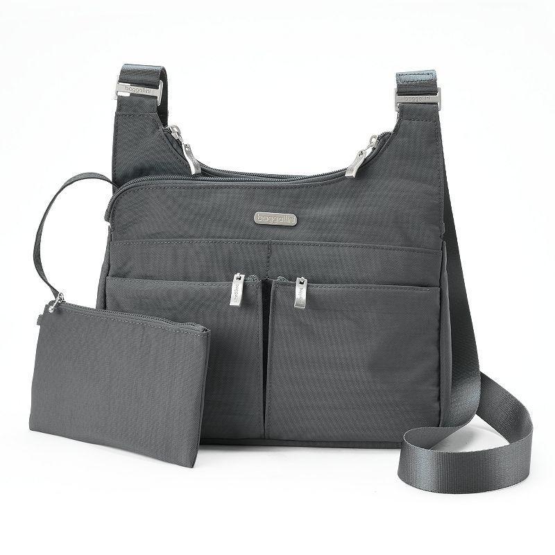 Womens Baggallini Cross Over Crossbody Bag with RFID Blocking Wristlet, Grey Product Image