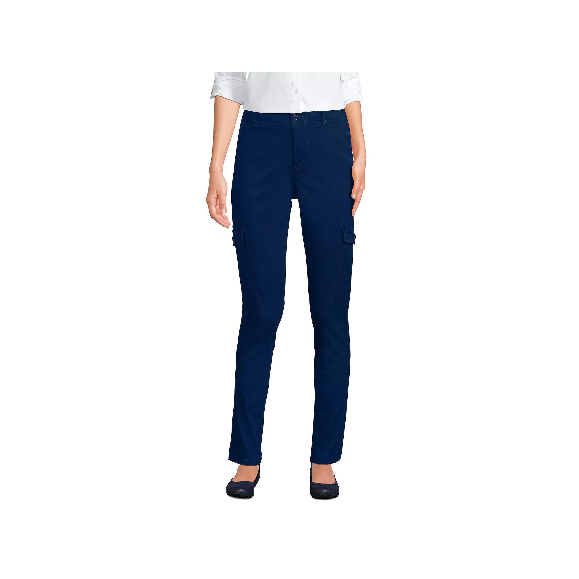 Petite Lands End Mid Rise Slim Cargo Chino Pants, Womens Product Image