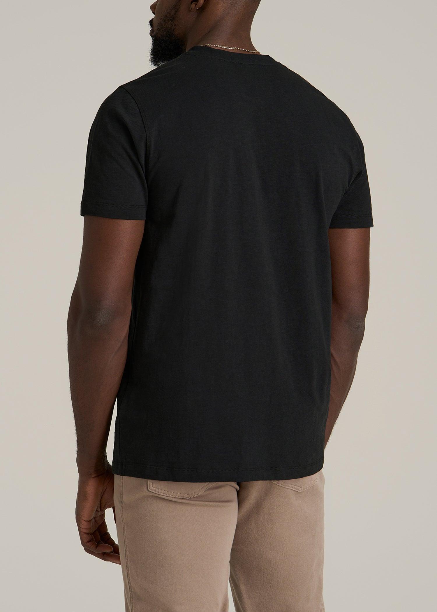 Sunwashed Short Sleeve Slub Henley for Tall Men in Black Product Image