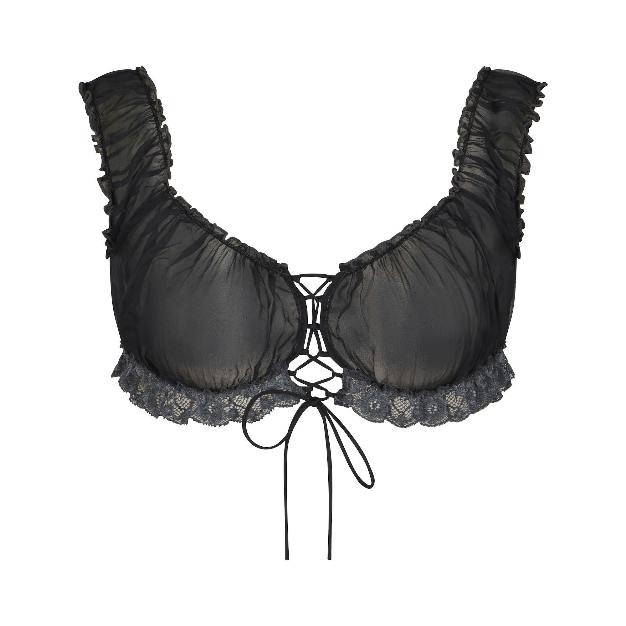 SKIMS ROMANCE LACE CROP TOP | ONYX Product Image