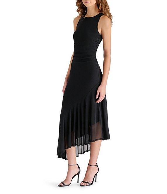 Steve Madden Mock Neck Sleeveless Asymmetrical Laney Midi Dress Product Image