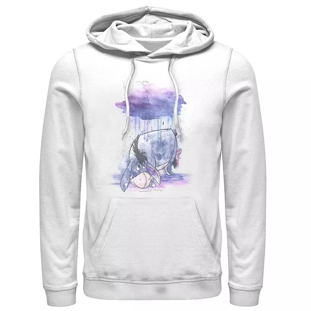 Disney's Winnie The Pooh Eeyore Men's Watercolor Rain Cloud Hoodie, Size: Small, White Product Image