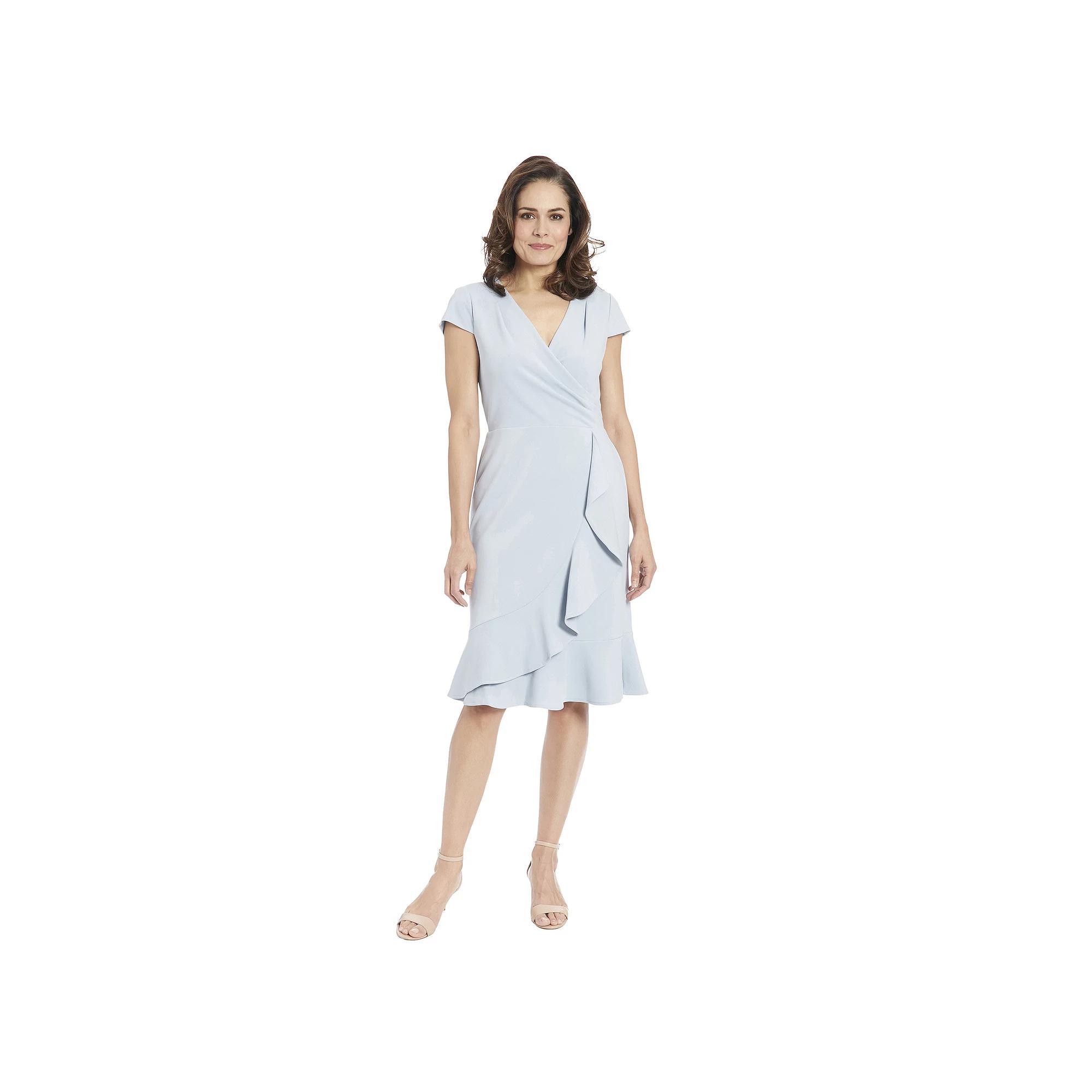 Women's London Times Cascade Ruffle Faux-Wrap Dress, Size: 16, Red Product Image