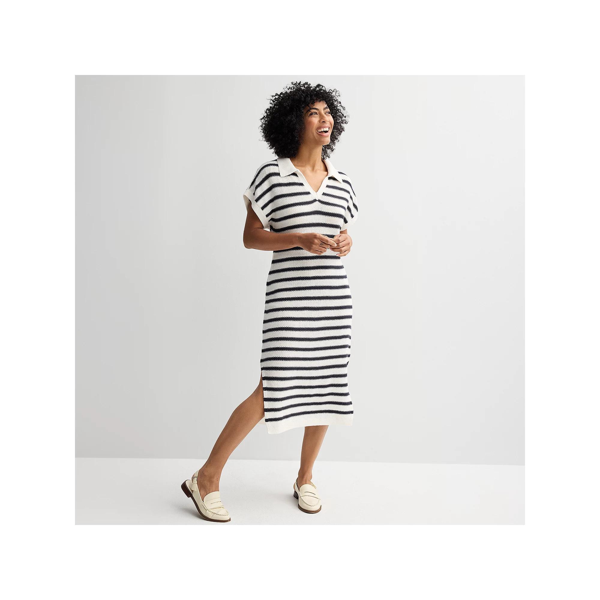 Women's Sonoma Goods For Life® Collared Sweater Dress, Size: XL, Grey Begie Stripe Product Image