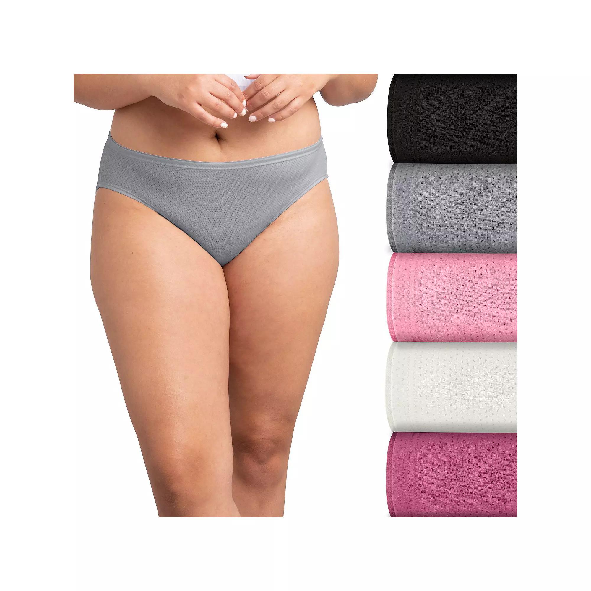 Women's Fruit of the Loom® Signature Breathable 5-pack Micro-Mesh Bikini Panty 5DBMBKK, Tiffany Silver Asst Product Image