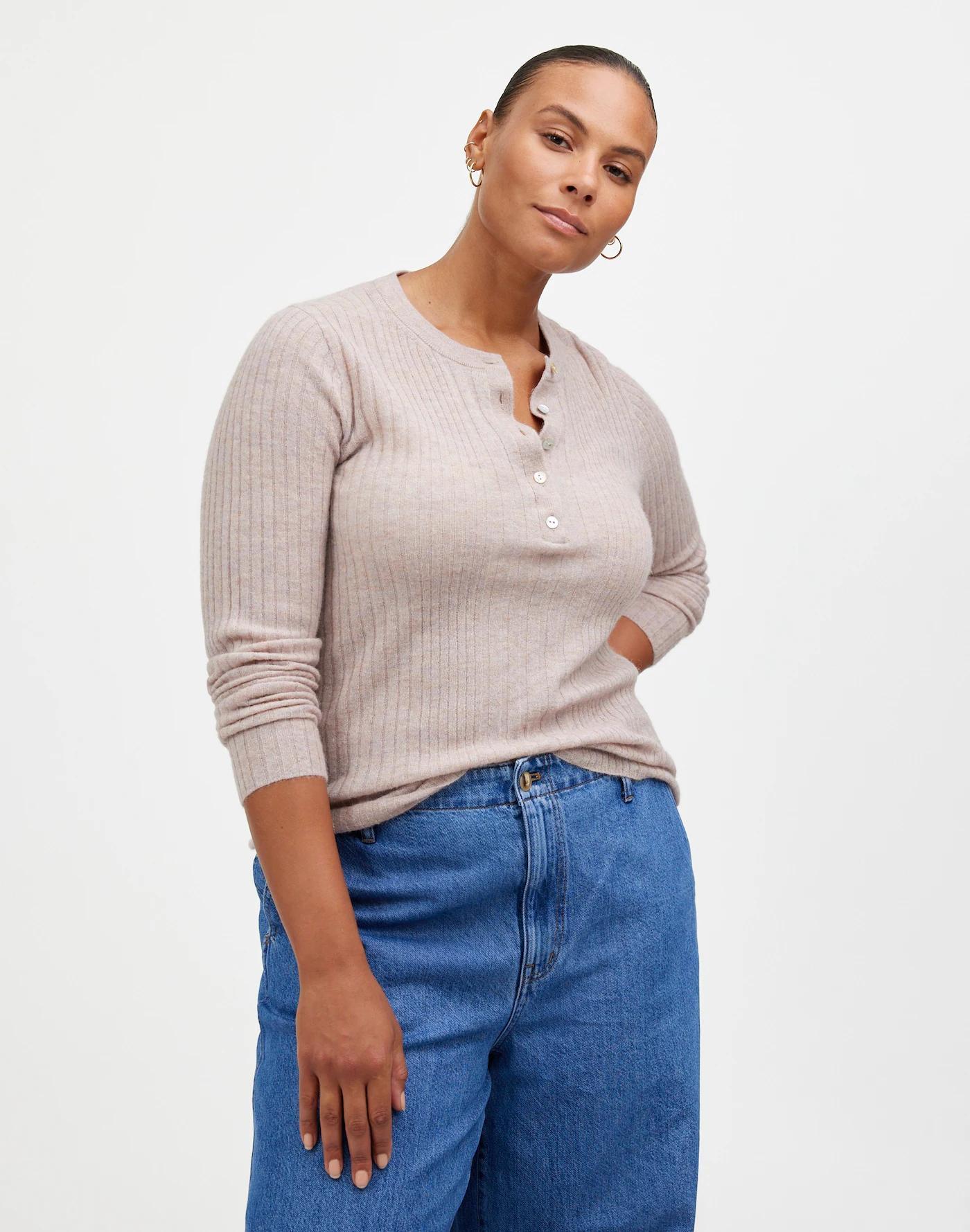 Alpaca-Blend Henley Sweater Product Image