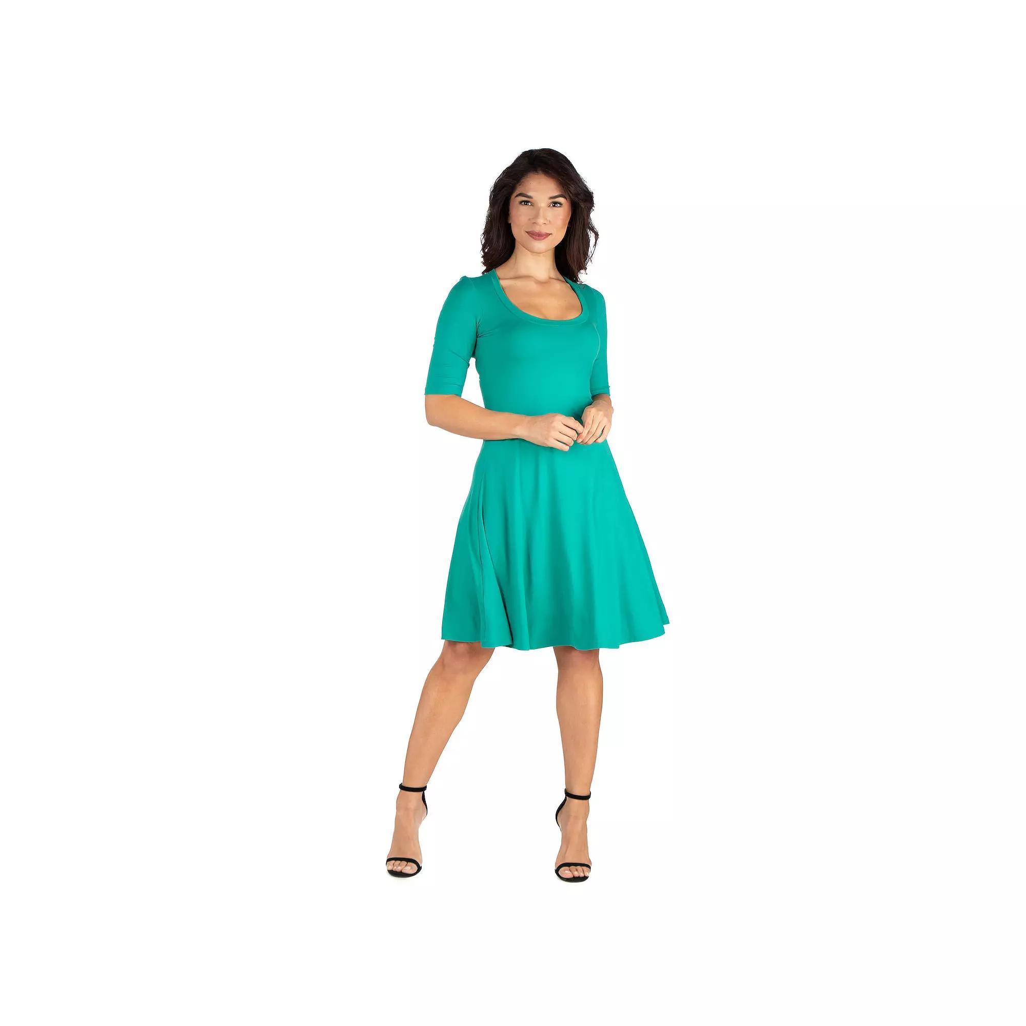 Women's 24seven Comfort Apparel Knee Length A-Line Dress, Size: Large, Green Product Image