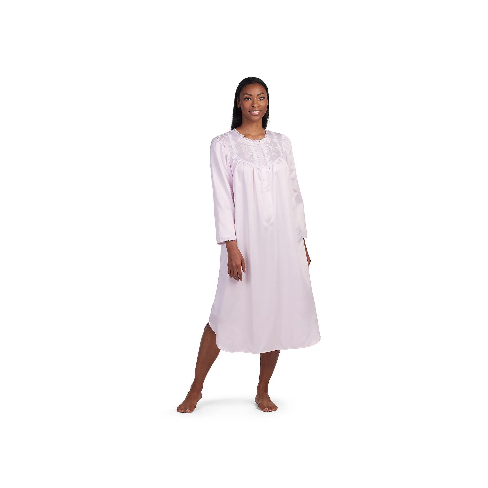 Women's Miss Elaine Essentials Brushed Back Satin Long Gown, Size: XL, Light Pink Product Image