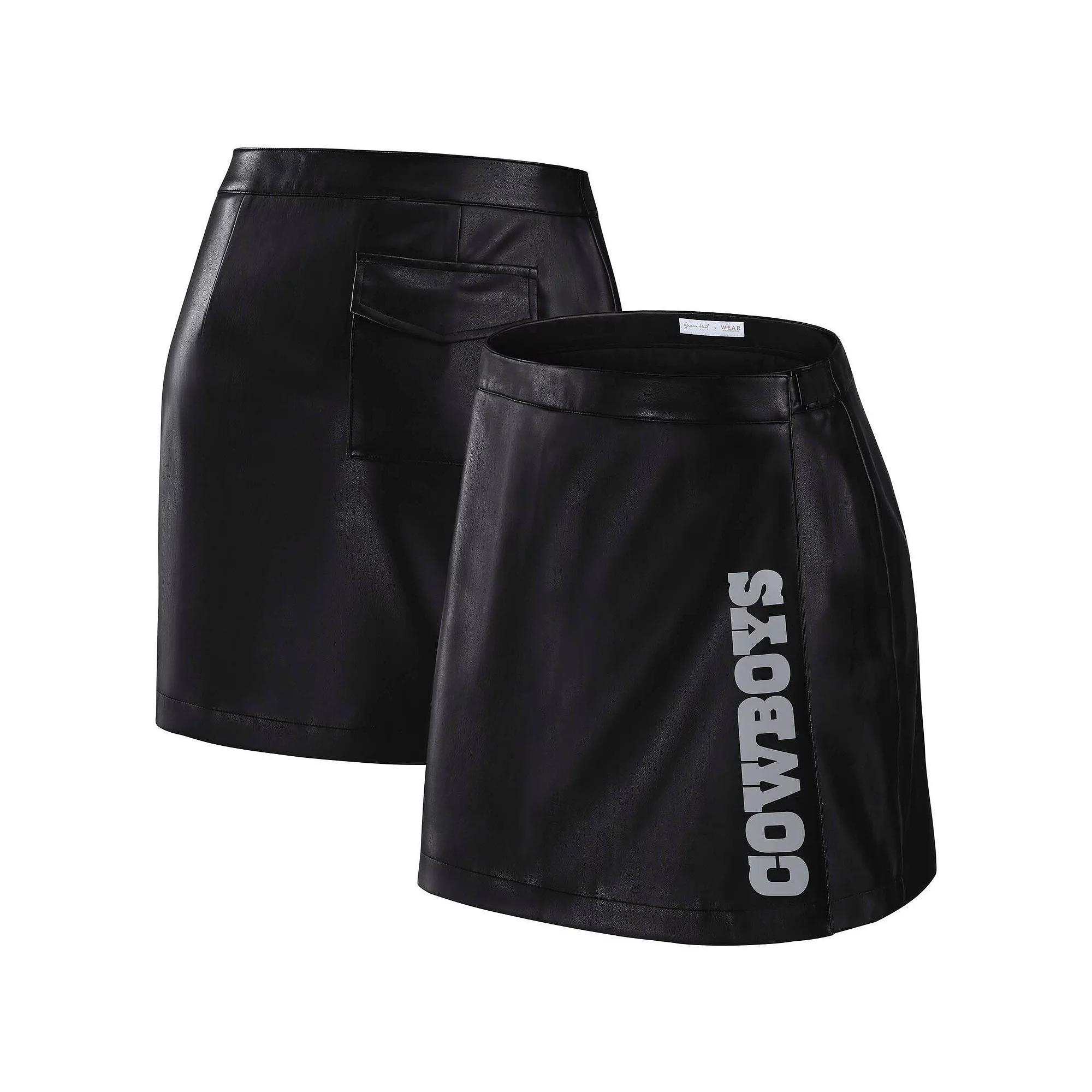 Women's WEAR by Erin Andrews x Gracie Hunt Black Dallas Cowboys Wrap Skirt, Size: 2XL Product Image