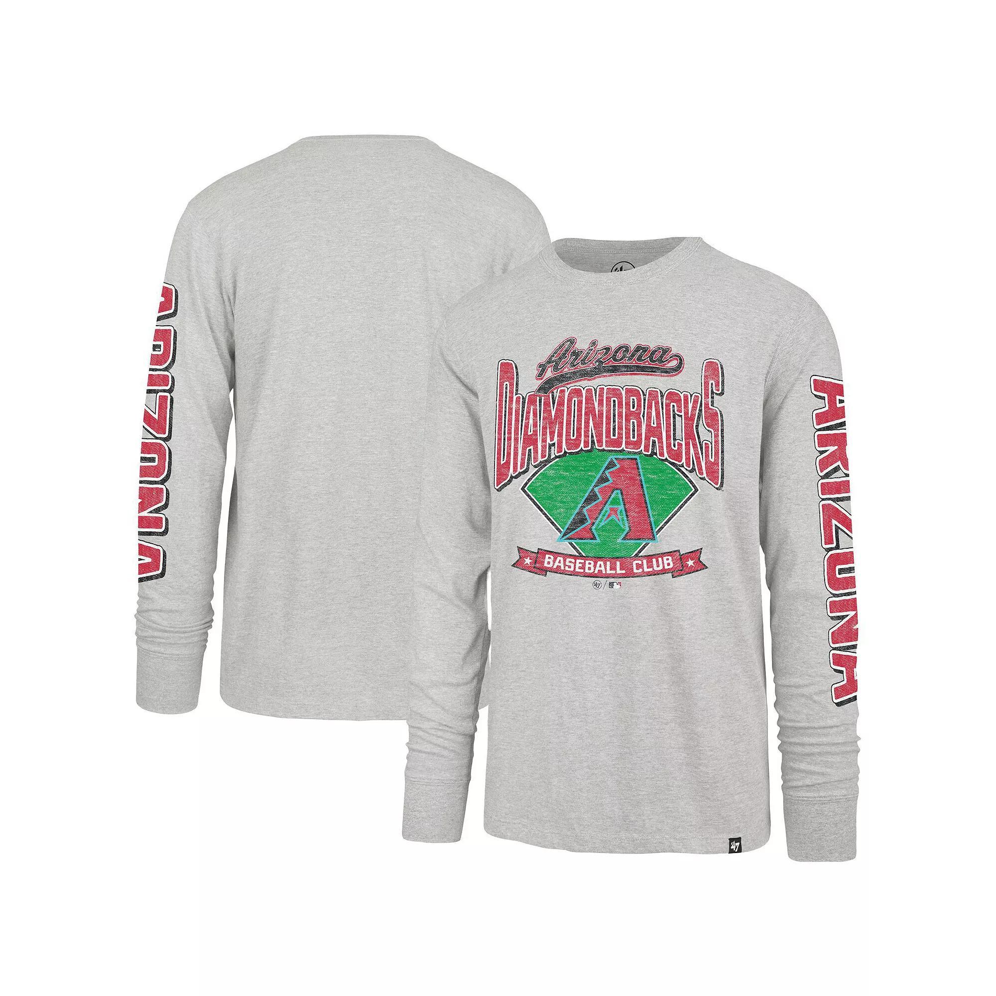 Men's '47 Gray Arizona Diamondbacks Fair Ball Franklin Long Sleeve T-Shirt, Size: XL, Grey Product Image