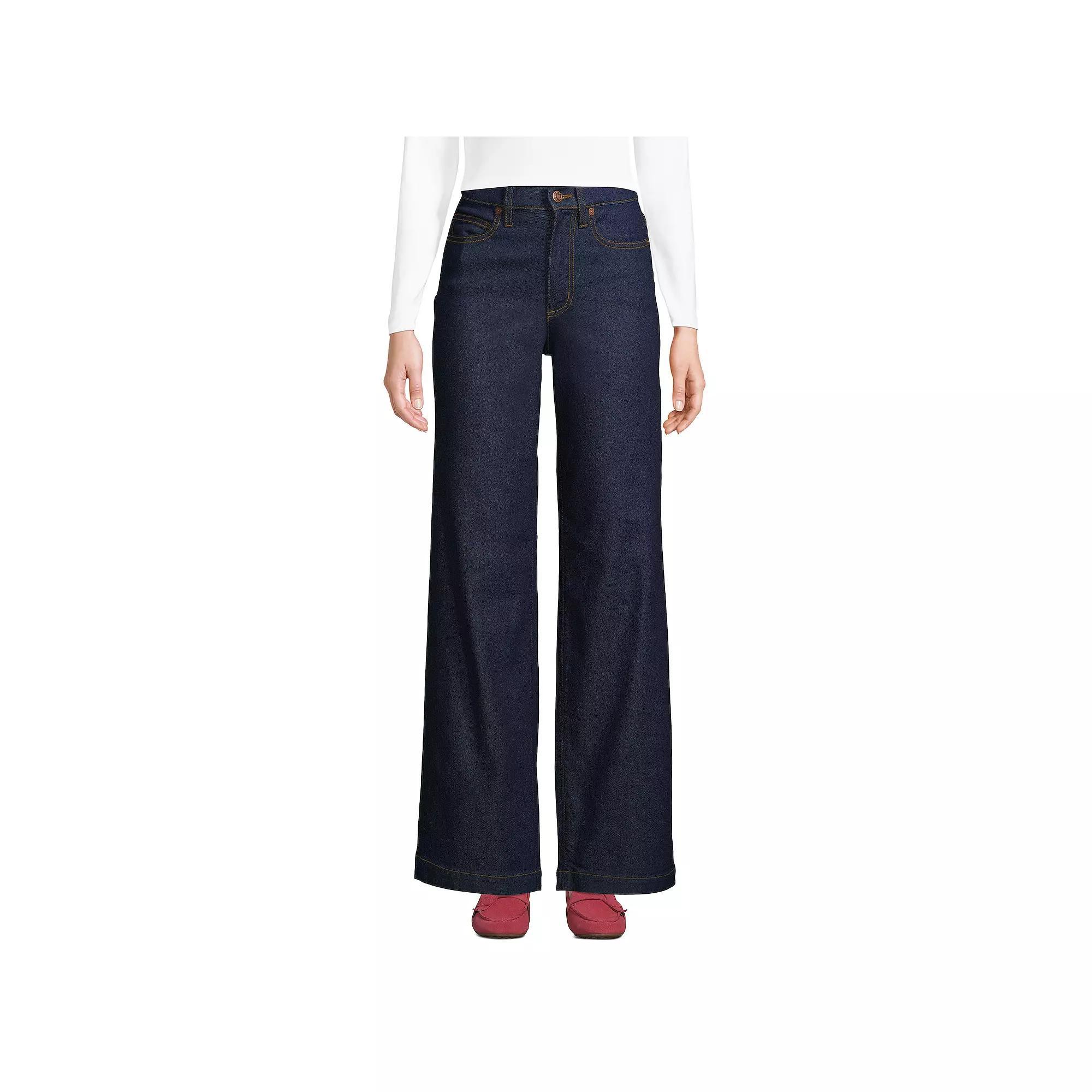 Petite Lands' End Recover High-Rise Wide-Leg Jeans, Women's, Size: 18P 28, River Rinse Product Image