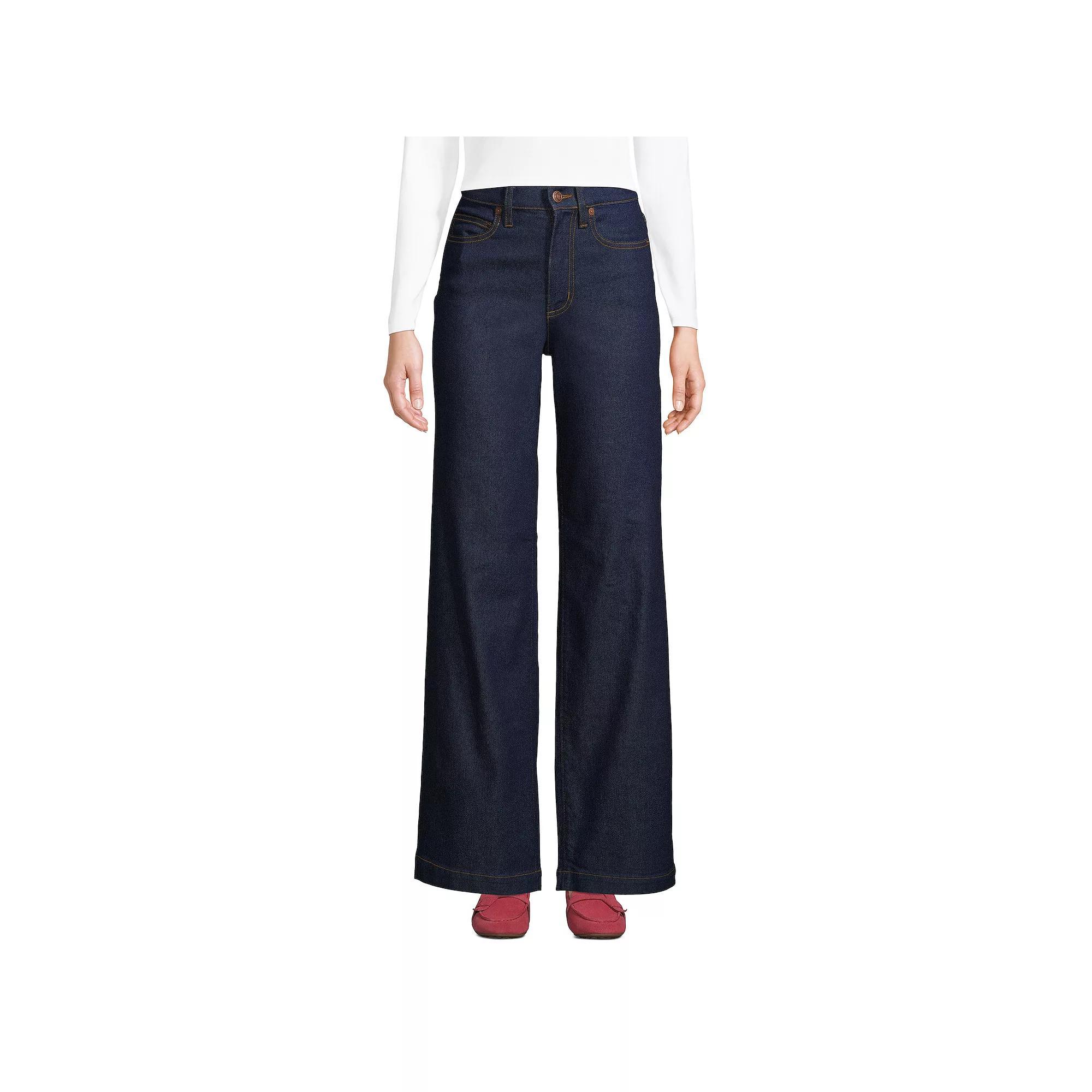 Petite Lands' End Recover High-Rise Wide-Leg Jeans, Women's, Size: 18P 28, River Rinse Product Image