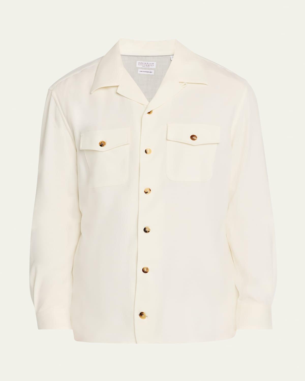 Mens Wool and Cashmere Camp Collar Overshirt Product Image
