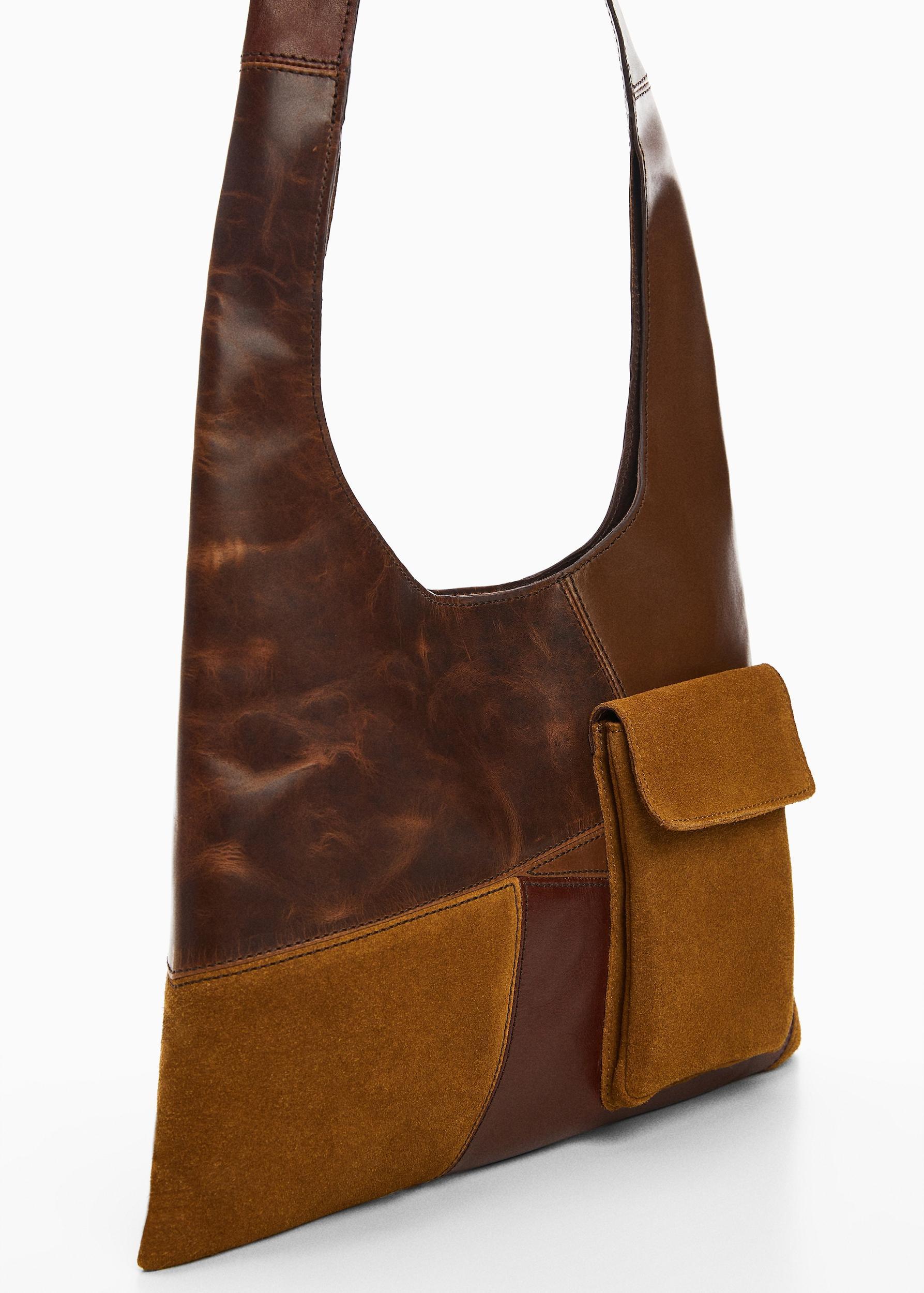 Patchwork leather bag - Women | MANGO USA Product Image