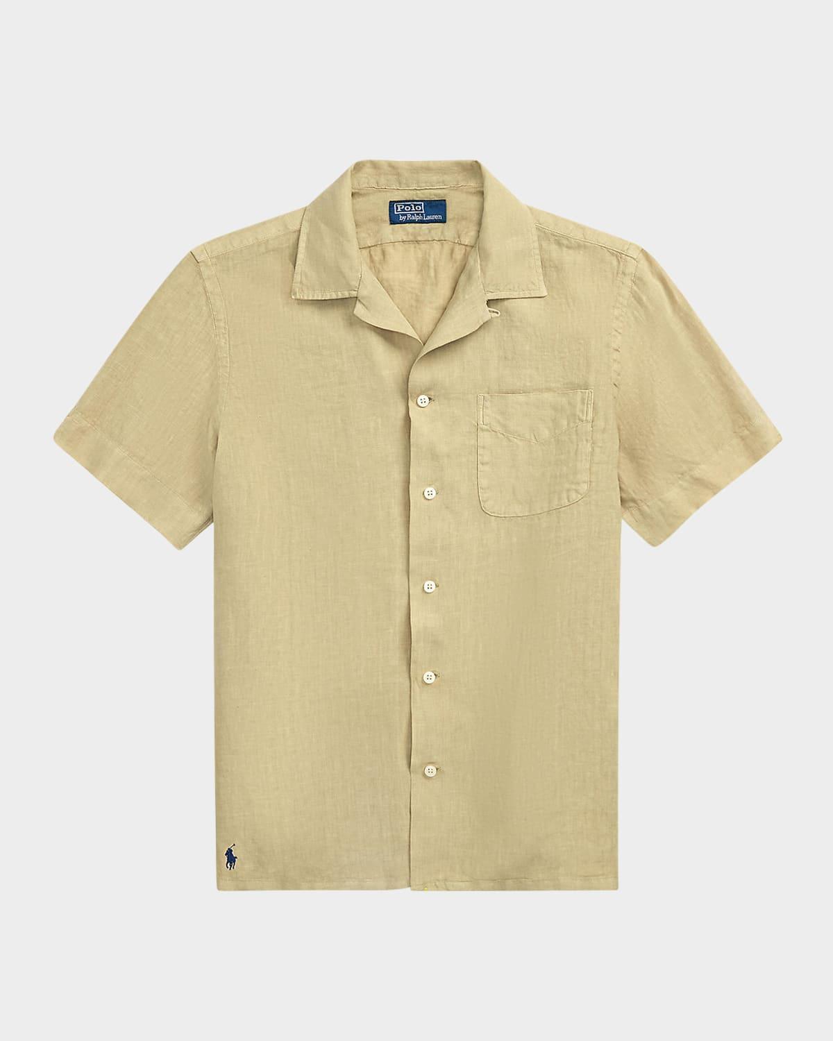Mens Classic-Fit Slub Linen Camp Shirt Product Image