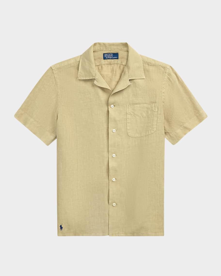 Mens Classic-Fit Slub Linen Camp Shirt Product Image