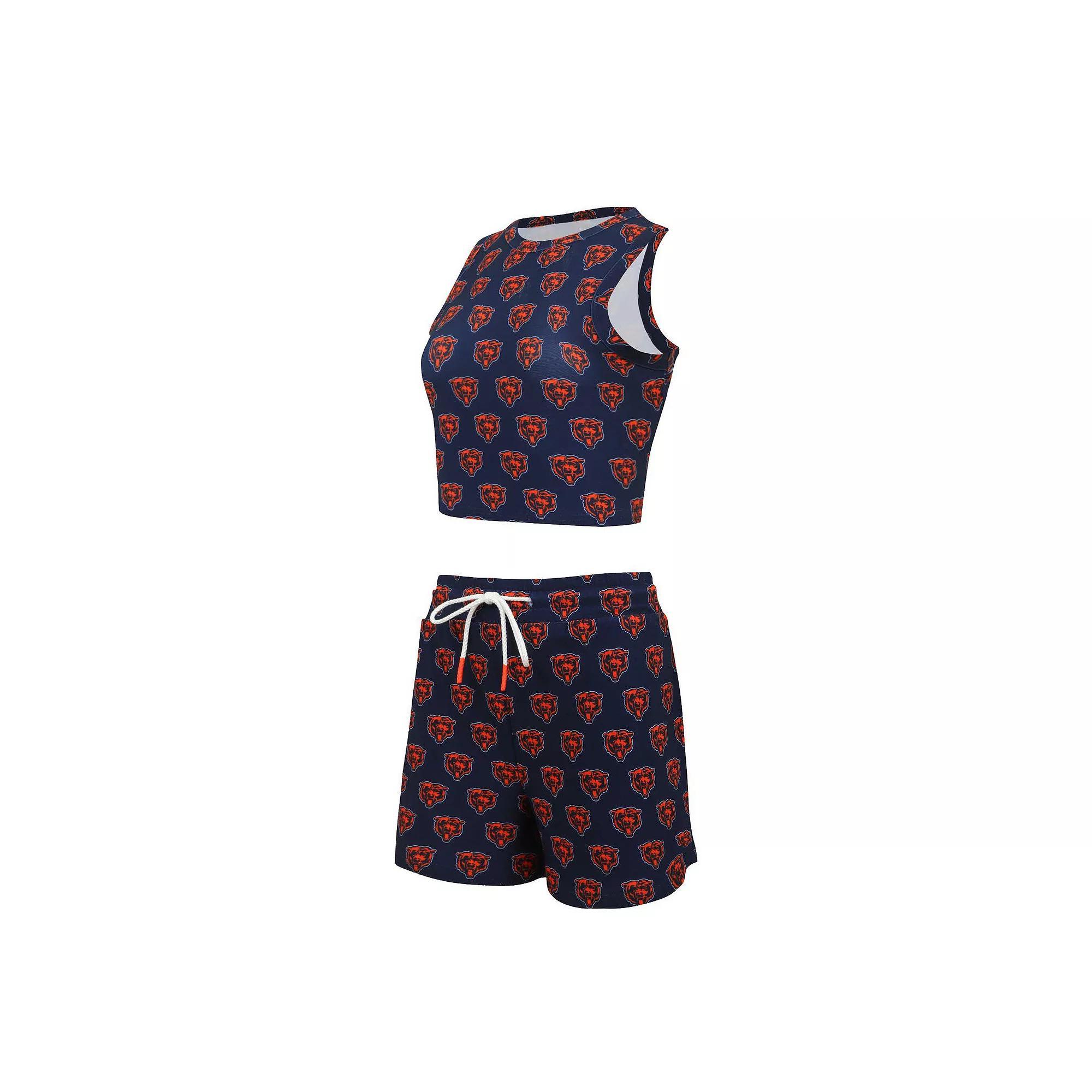 Women's Concepts Sport Chicago Bears Gauge Allover Print Cropped Tank Top & Shorts Sleep Set, Size: Medium, Blue Product Image