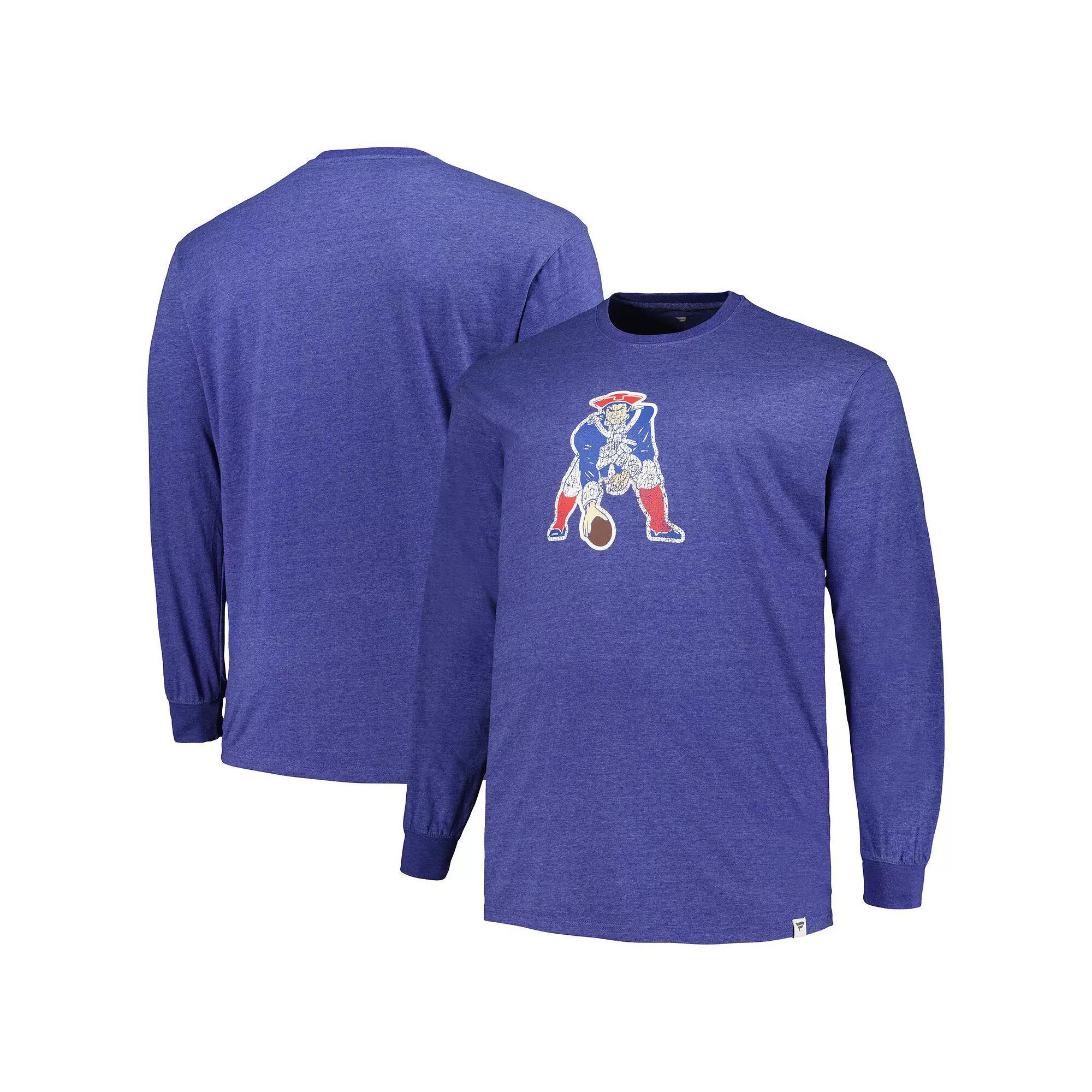 Mens Profile Heather Royal New England Patriots Big & Tall Throwback Long Sleeve T-Shirt Product Image