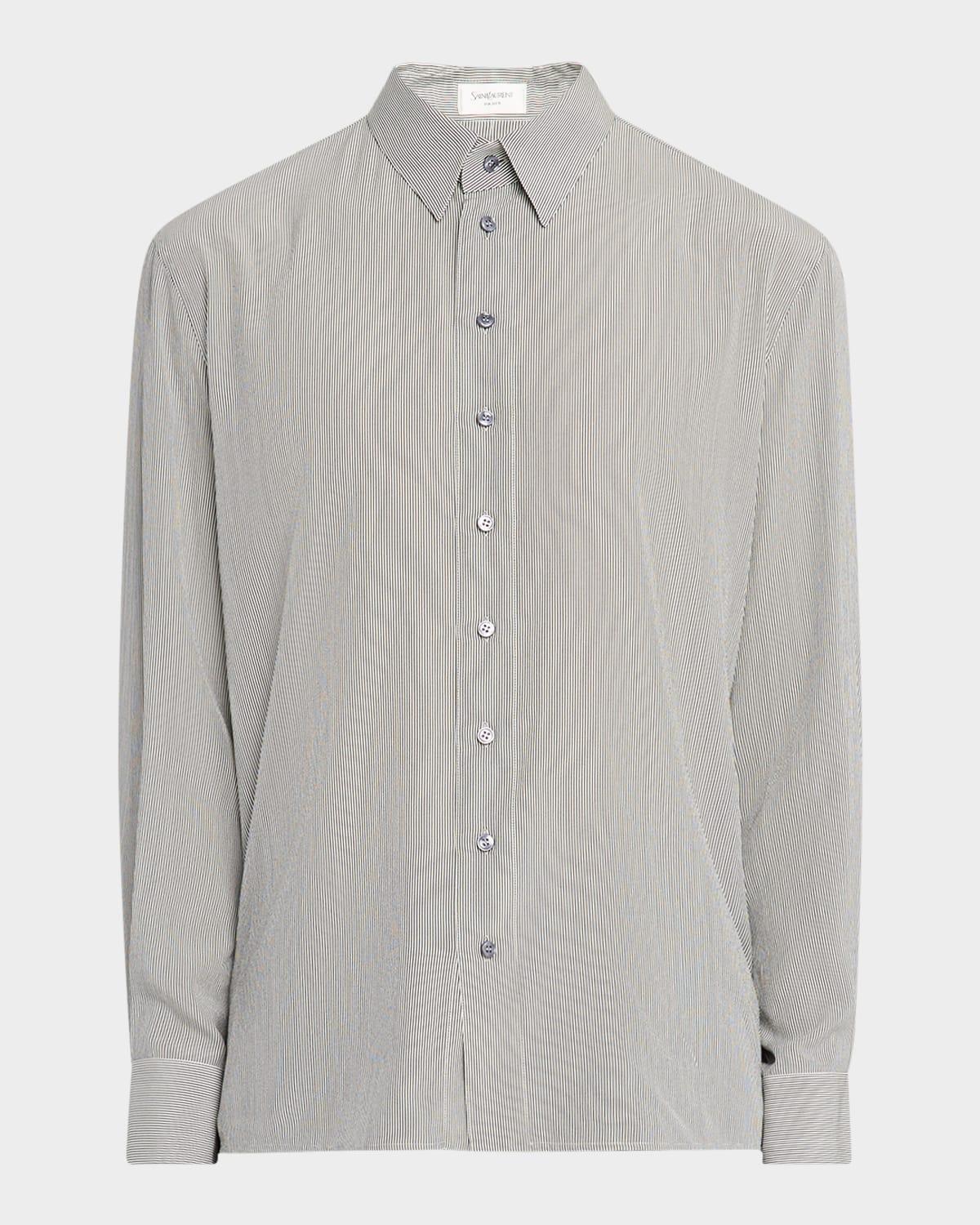 Mens Micro-Striped Silk Sport Shirt Product Image