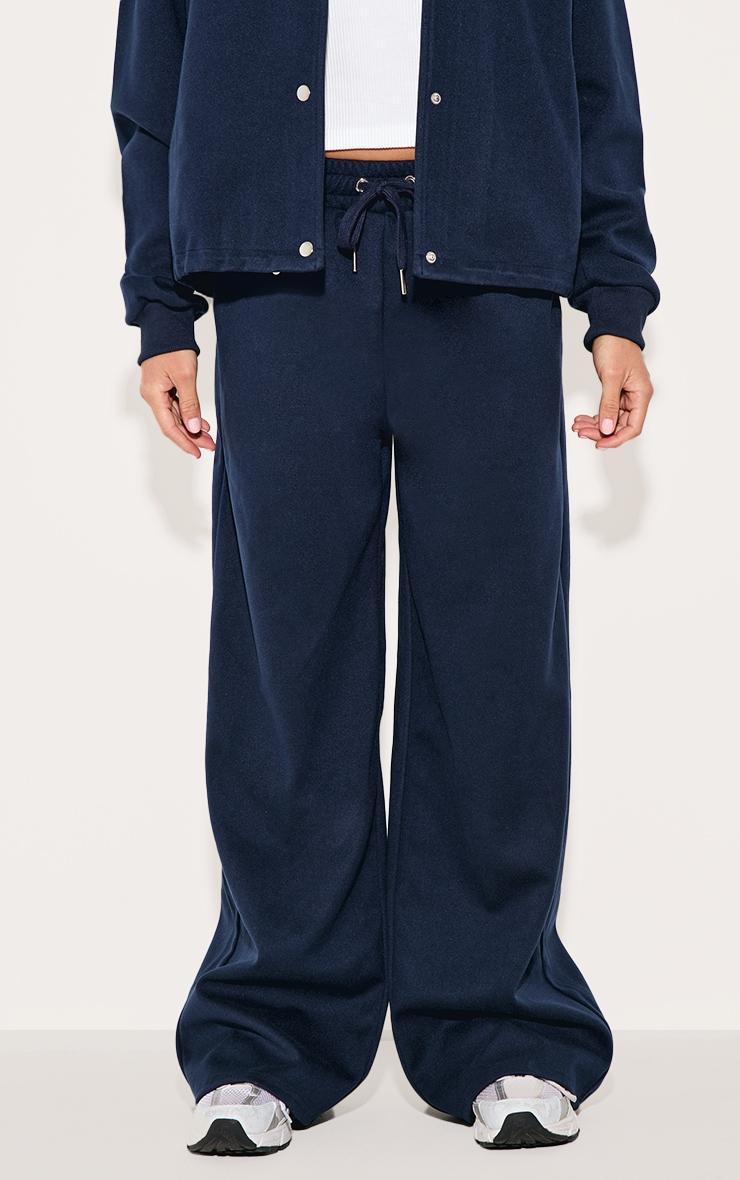 Navy Heavy Brushed Wide Leg Pants Product Image