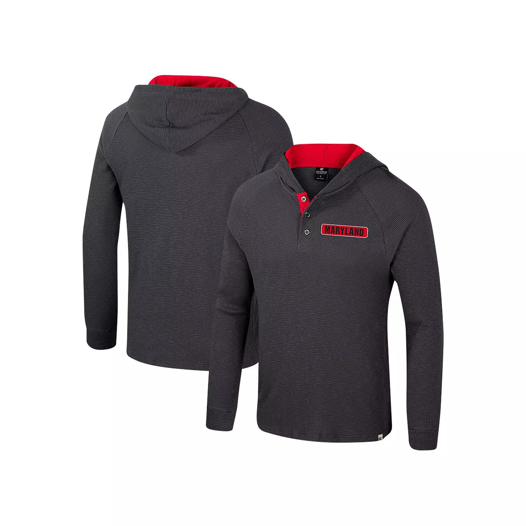 Men's Colosseum  Charcoal Iowa State Cyclones Dujour Ralgan Long Sleeve Henley Hoodie T-Shirt, Size: Medium Product Image