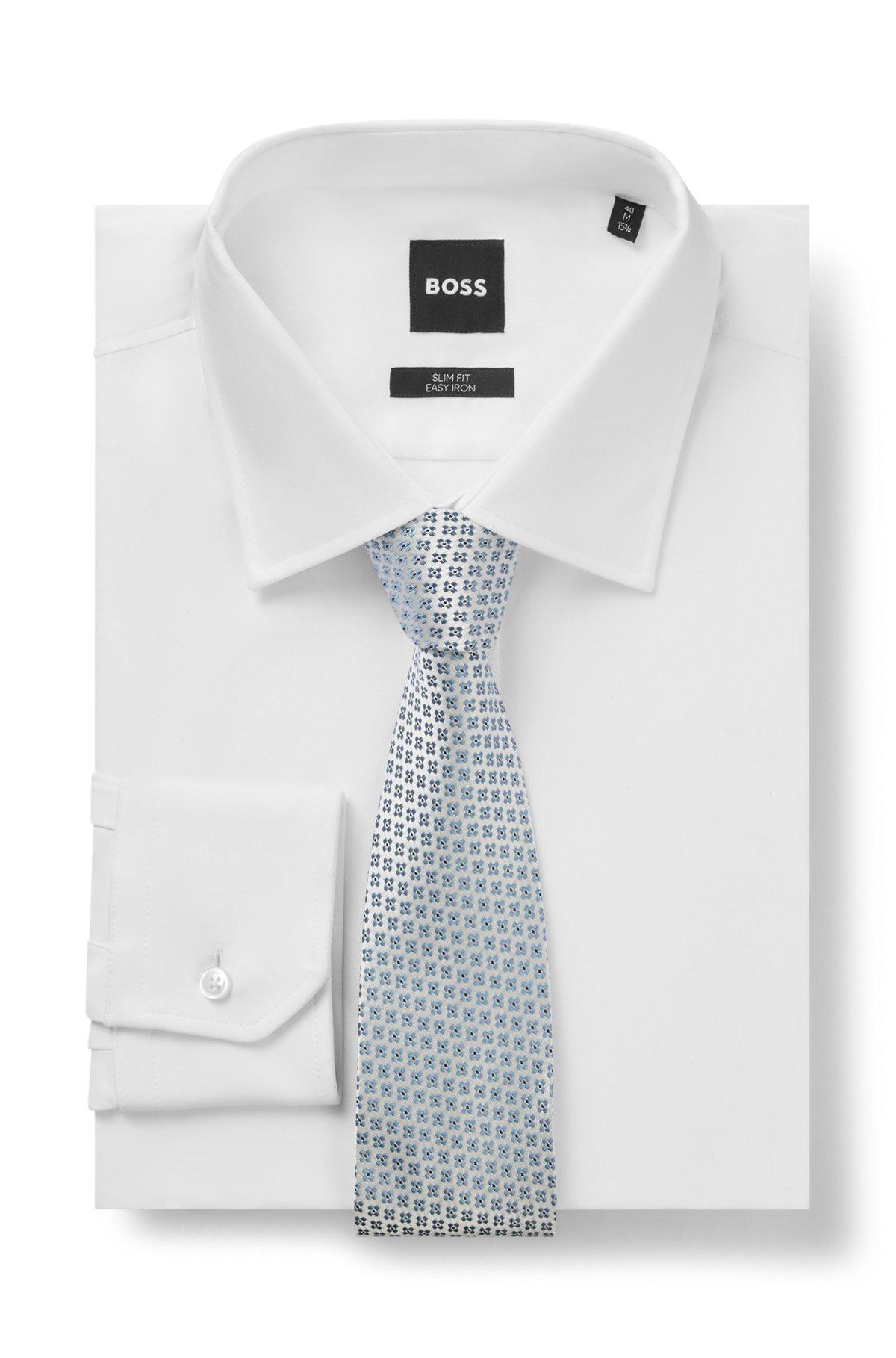 Jacquard-pattern tie in Italian-made silk Product Image